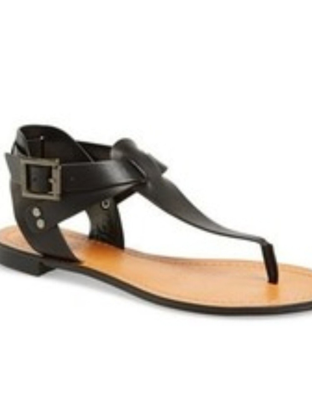 Vince Camuto Black Leather Thong Ankle Strap Sandals Size 5.5 NWOT